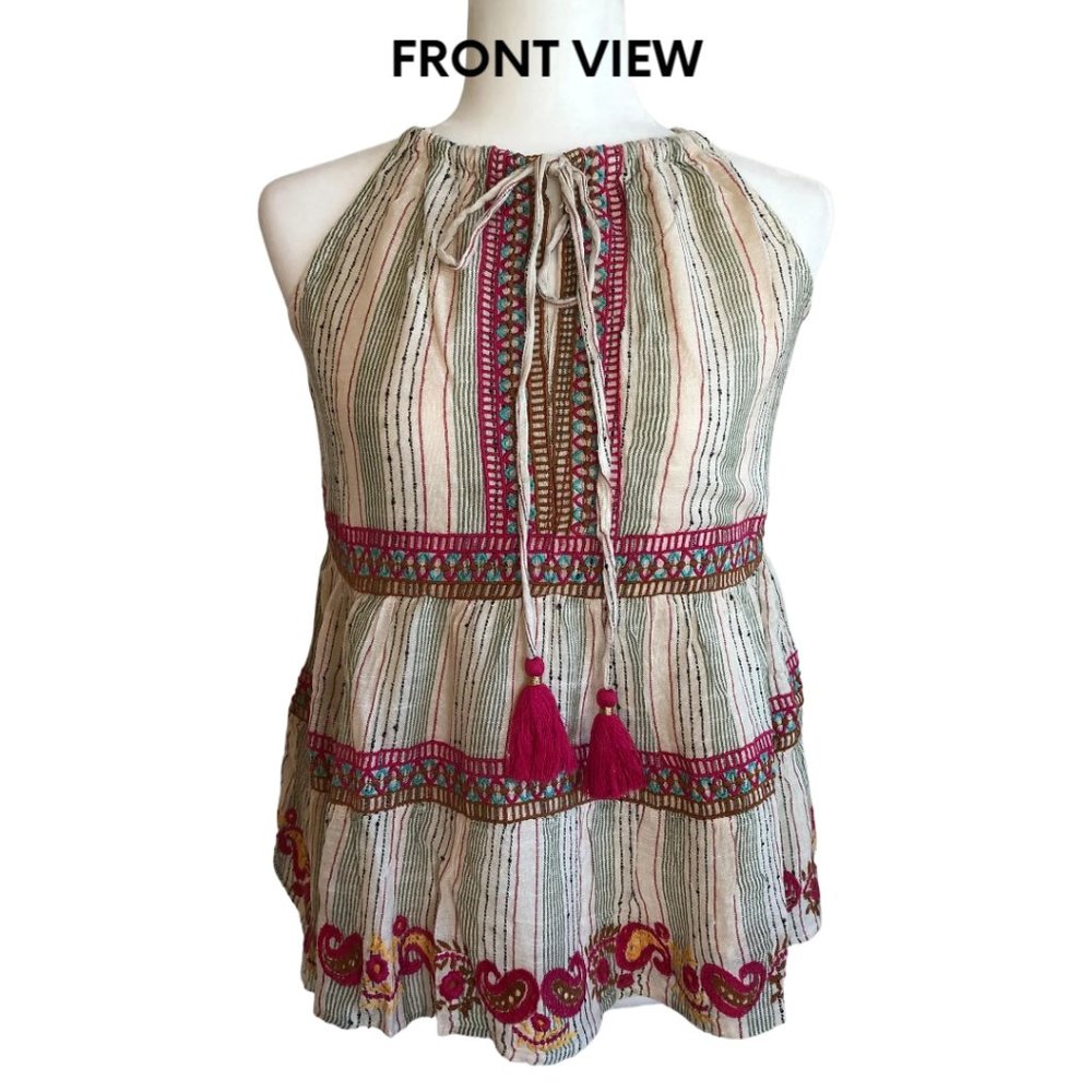 SALE!!!!!! NWT THML Stripe Linen Top with Embroidery